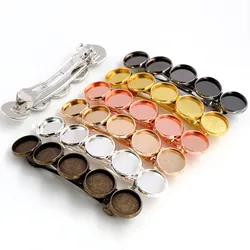 5pcs 12mm with 5 cameo High Quality 7 Colors Plated Copper Material Hair Clips Hairpin Base Setting Cabochon Cameo