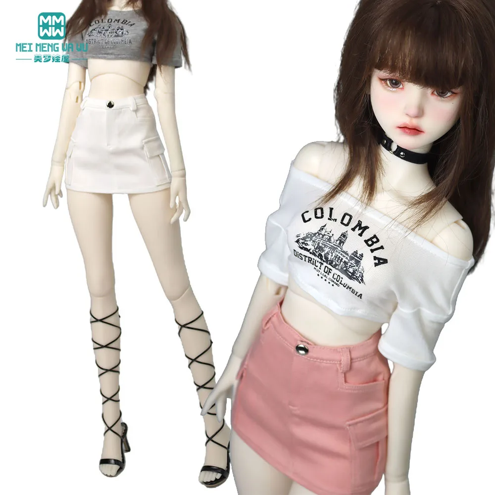 1/3 스케일 SD DD BJD 인형용 옷과 장난감, 볼 조인트 인형 액세서리, 패션 오프 숄더 짧은 티셔츠, 60cm