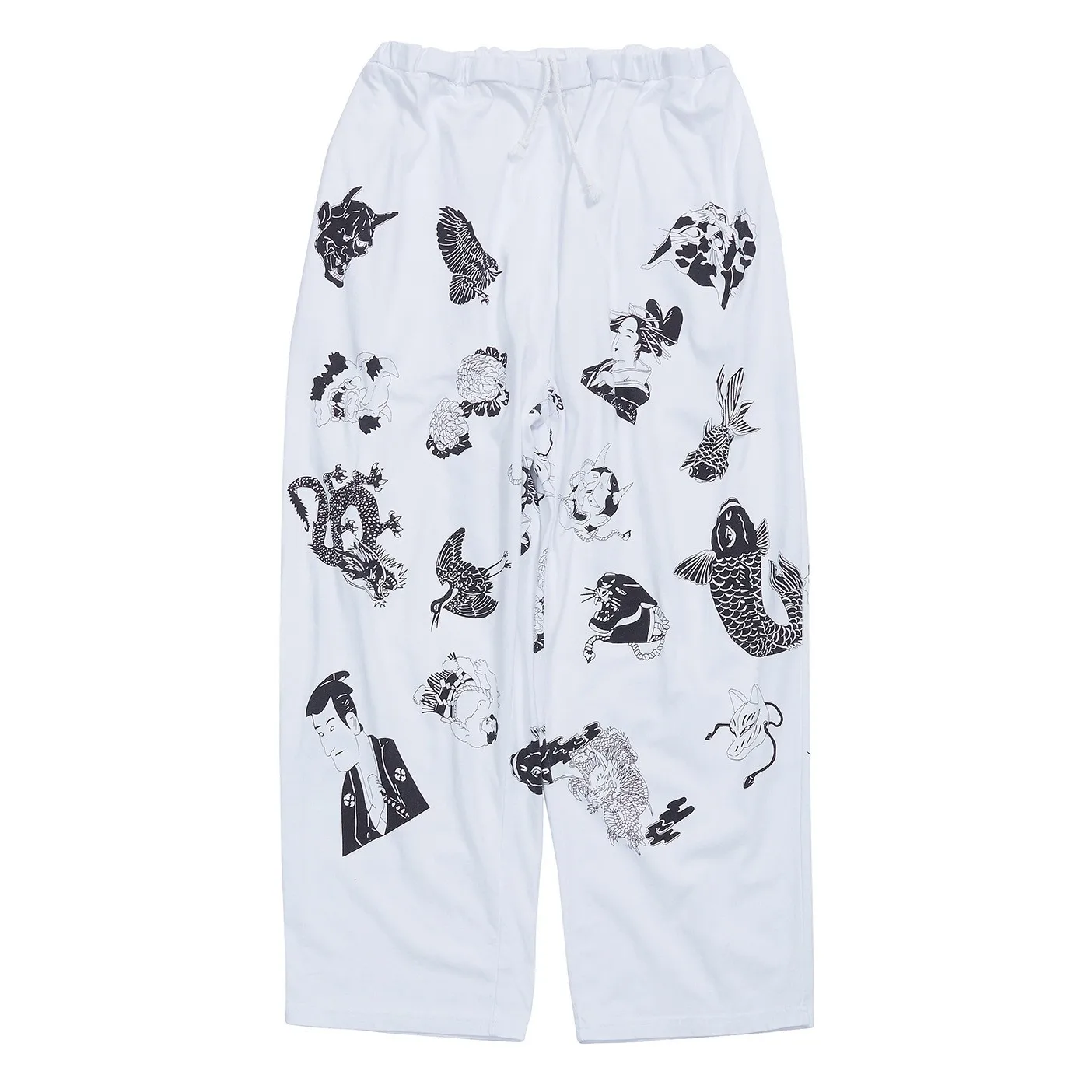 ربيع وصيف جديد قسط Qinglan زوجين القطن عارضة السراويل واسعة الساق الأزهار طباعة مستقيم قطع مريحة السراويل الطويلة