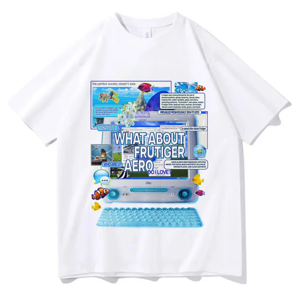Frutiger Aero t shirt femme y2k aesthetic streetwear japanese cute tshirt aesthetic clearance sales Psychedelic grunge