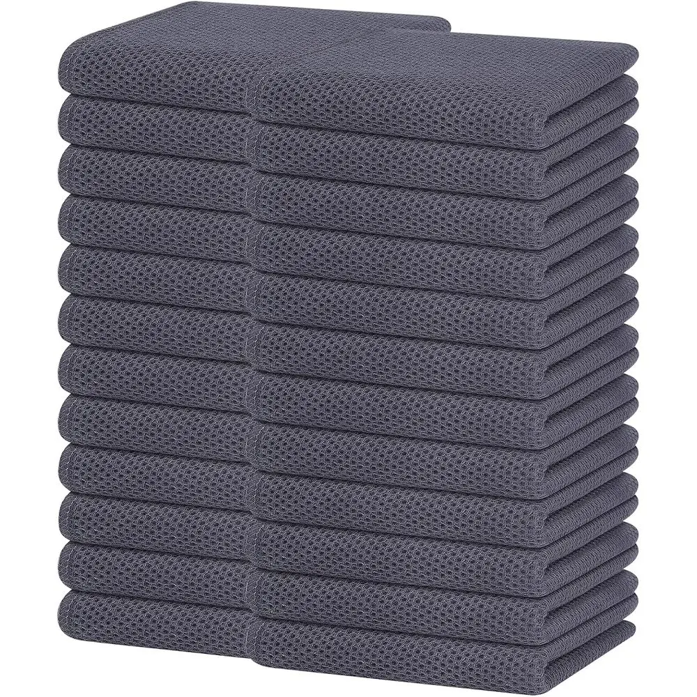 

Cotton Wale Weave Dish Towels, Highly Absorbent & Fast Drying, 13x28, 24-Pack, Grey