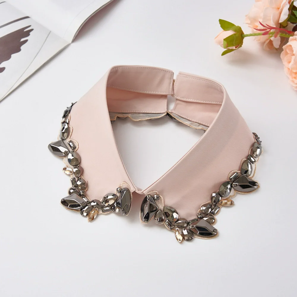 

Fashion Diamond Women False Collars Beading Removable Collar For Women Fake Collar Detachable Diamond Lacklace Nep Kraagie