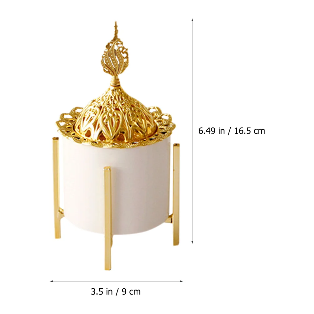 

Ceramic Metal Incense Burner Desktop Home Decor Aroma Therapy Relaxation Gift Retro Round Censer Holder Stick Cone Burner