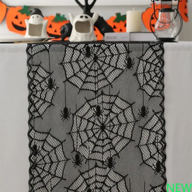 

Stylish Black Lace Tablecloth Tear Resistant Materials for Seasonal Decoration