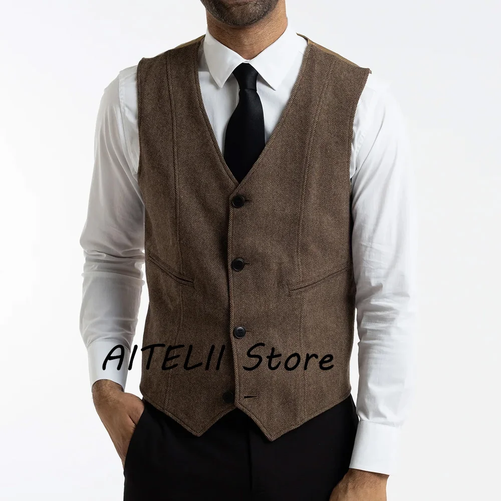 

Working Vest Men Men's Herringbone Vest Casual Men's Vests Man Waistcoat Elegant Clothes Man Mens Gilets Suits Gilet Sleeveless
