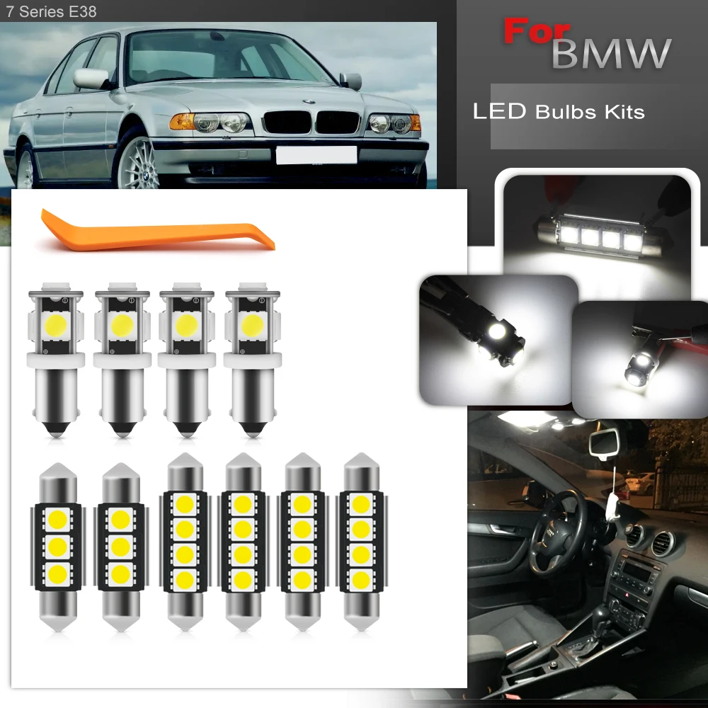 For 1995-2001 BMW 7Series E38 720i 730i 735i 740i 750i 730d 740d Error Free Full White LED Interior Package Lights Bulb Kit