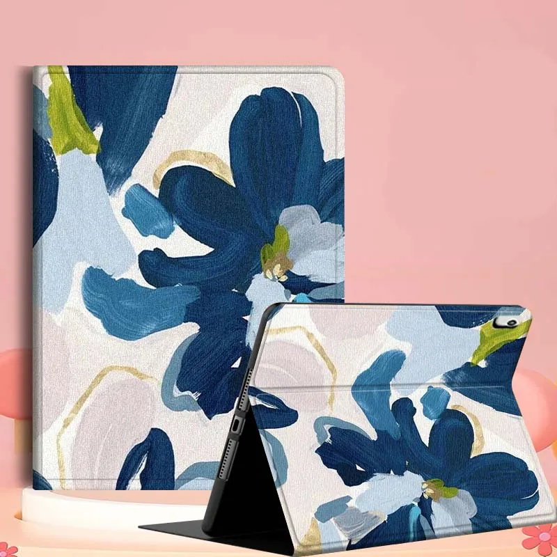 

Blue Artistic Floral Pattern For iPad mini Air 1 2 3 4 5 6 7 6th 7th 9 11 13 M3 M2 gen 7.9 8.3 10.9 Inch 2025 Tablet Case