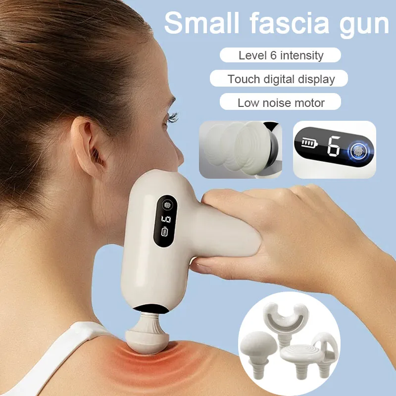 

Многофункциональный сменный домашний пистолет для мышц, расслабляющий фасционный пистолет, белый электрический портативный мини-массажер для фитнеса
