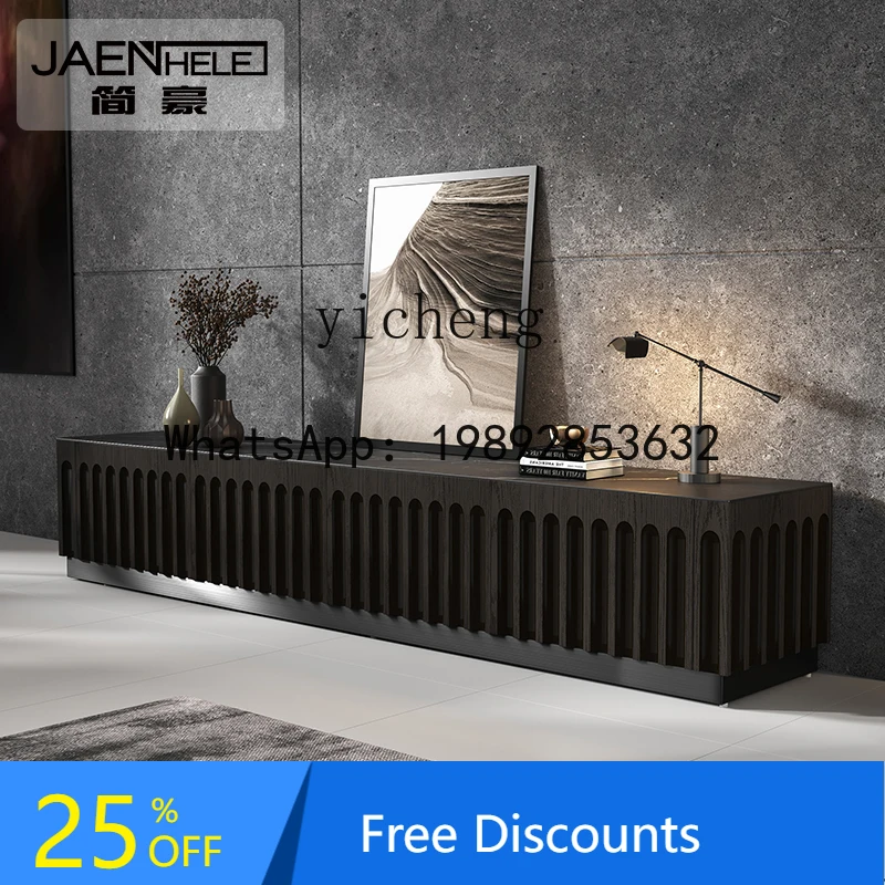 

TV cabinet solid wood light luxury modern living room coffee table combination rock slab floor cabinet bedroom storage