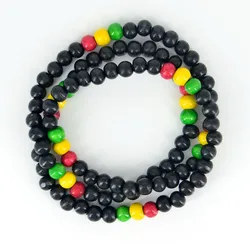 Red Yellow Green Black Wooden Beads Africa Rasta Reggae Punk Hiphop Elastic Necklaces Fashion Jewelry