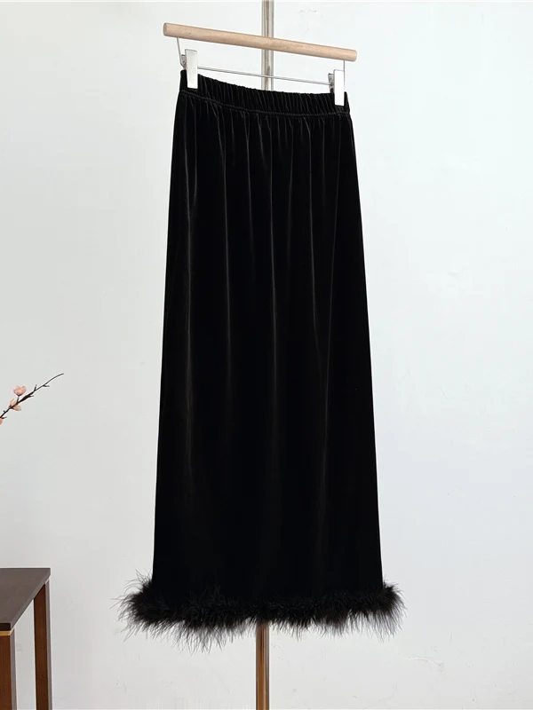 

Ретро-юбка в китайском стиле, бархатная, с завышенной талией, утягивающая, миди, больших размеров, женская, модная, для повседневной носки, свободного кроя, Pear...