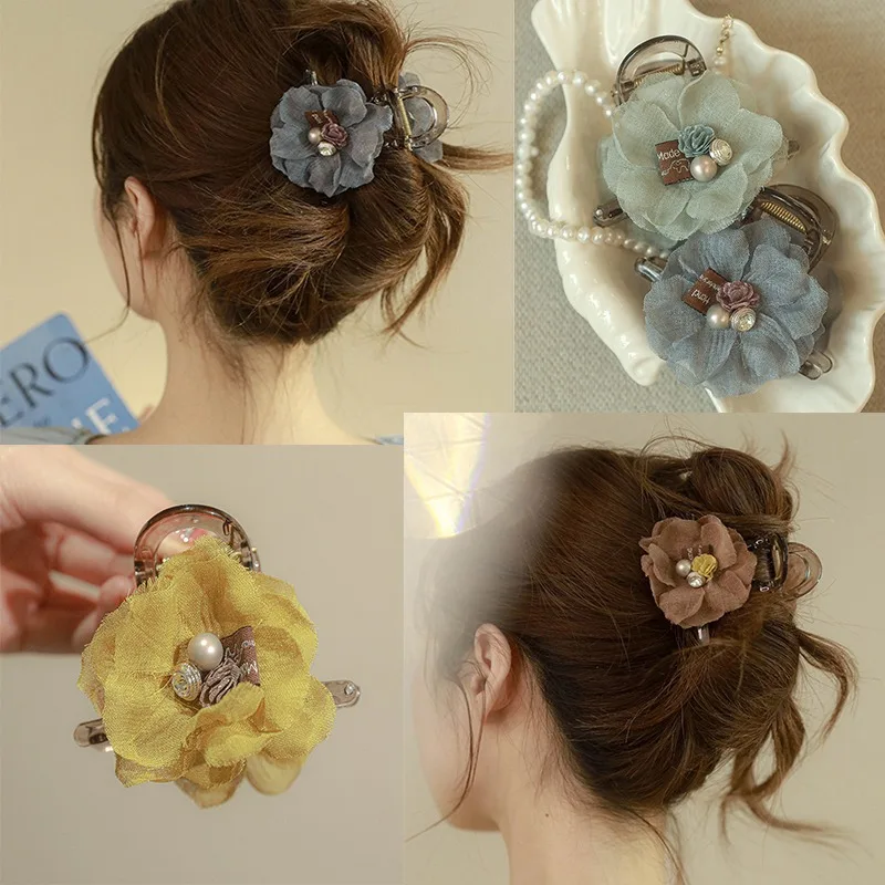 French Elegance Colored Flowers Hairclip for Women Fashion Sweet Jelly Hair Claw Korean Hairpin Summer Hair Accessories