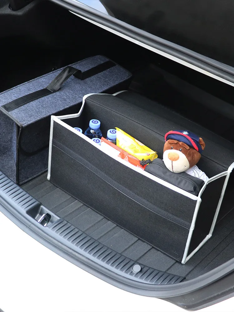 Black Anti Slip Compartment Boot Storage Organizer Tool Car Storage Bag Car Trunk Organizer Soft Felt Storage Box Accessories