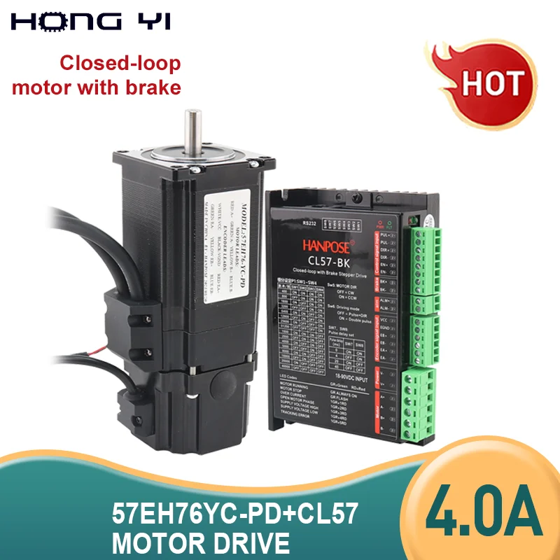 57EH7YC-PD+CL57  drive sets 4.0A 2.2N.m NEMA 23 Closed Loop moto 57CME22 DC-20-50v Servo Driver  for CNC milling