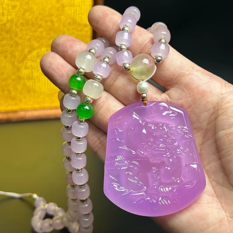 

Натуральный фиолетовый кулон High Ice, новое антикварное мужское и женское простое ожерелье с подвеской