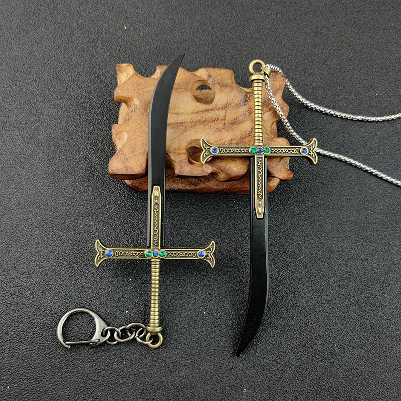 Dracule Mihawk-collar con colgante de espada negra para hombre, Gargantilla de cadenas Yoru con ojos de halcón de Metal de Anime, accesorios de joyería