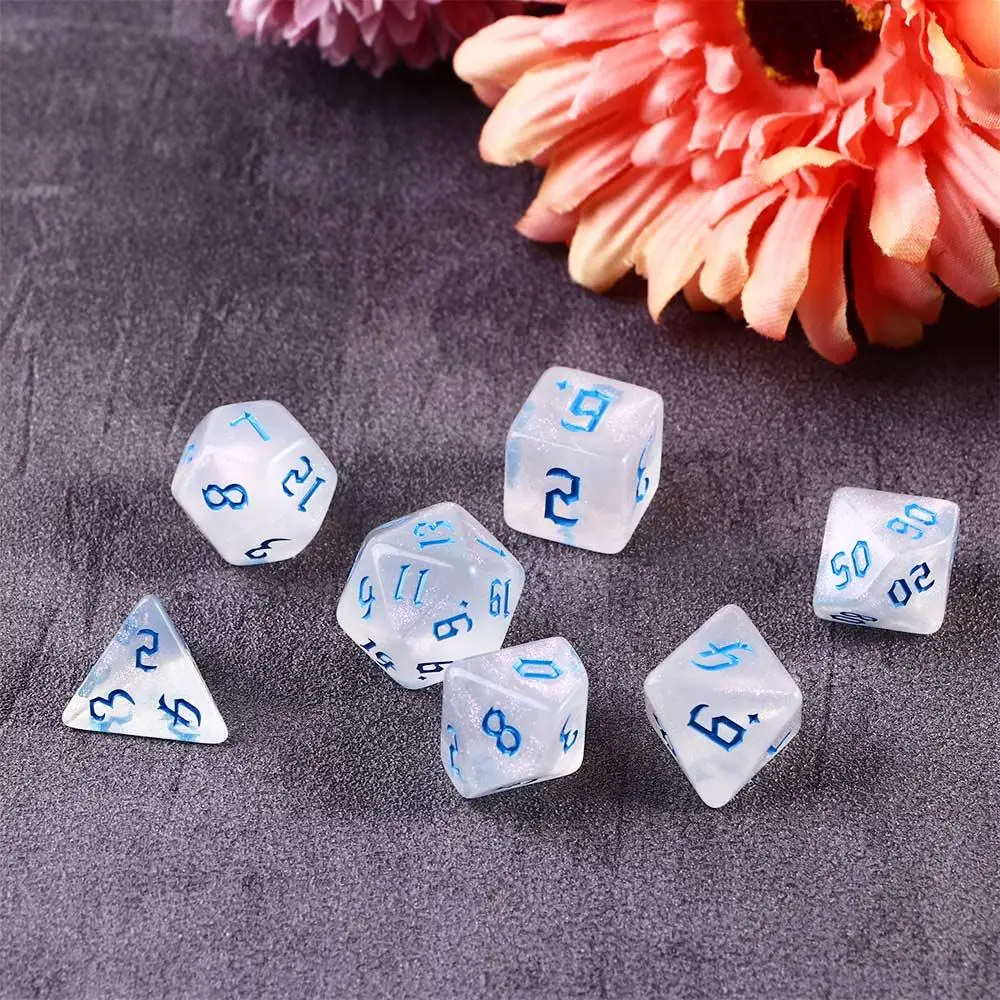 7 Pcs/set Durable Family Party Desktop Game Entertainment Number Resin Game Dice Game Toys Dice Polyhedral Dices