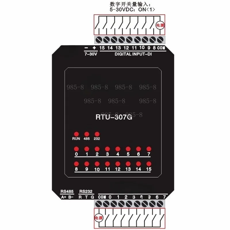 Button Status Information Acquisition Module, 16-channel DI Digital Switch Input, Upload Data to Upper Computer via RS485