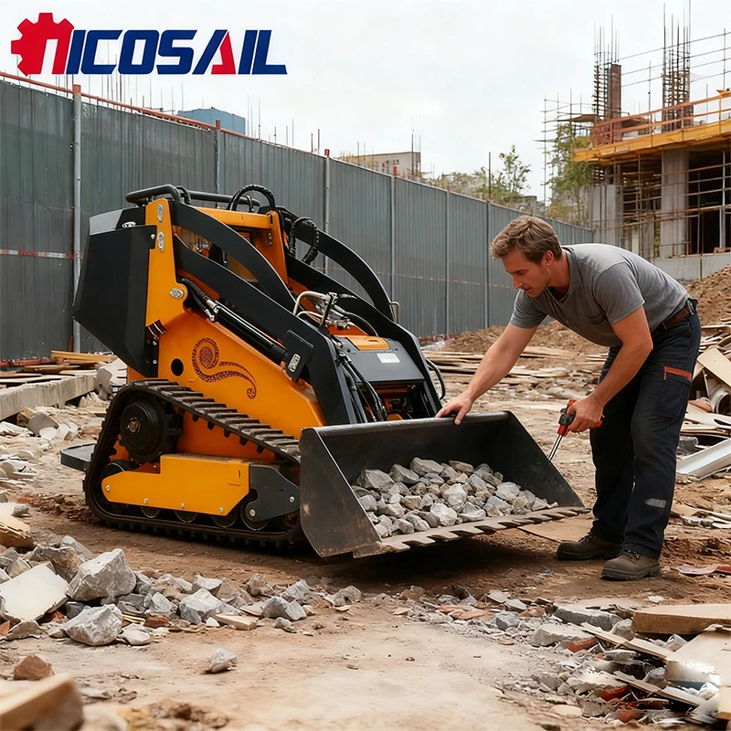 

Mini skid steer loader for sale, diesel mini track mini skid steer loader with 4-in-1 bucket steering skid steer loader