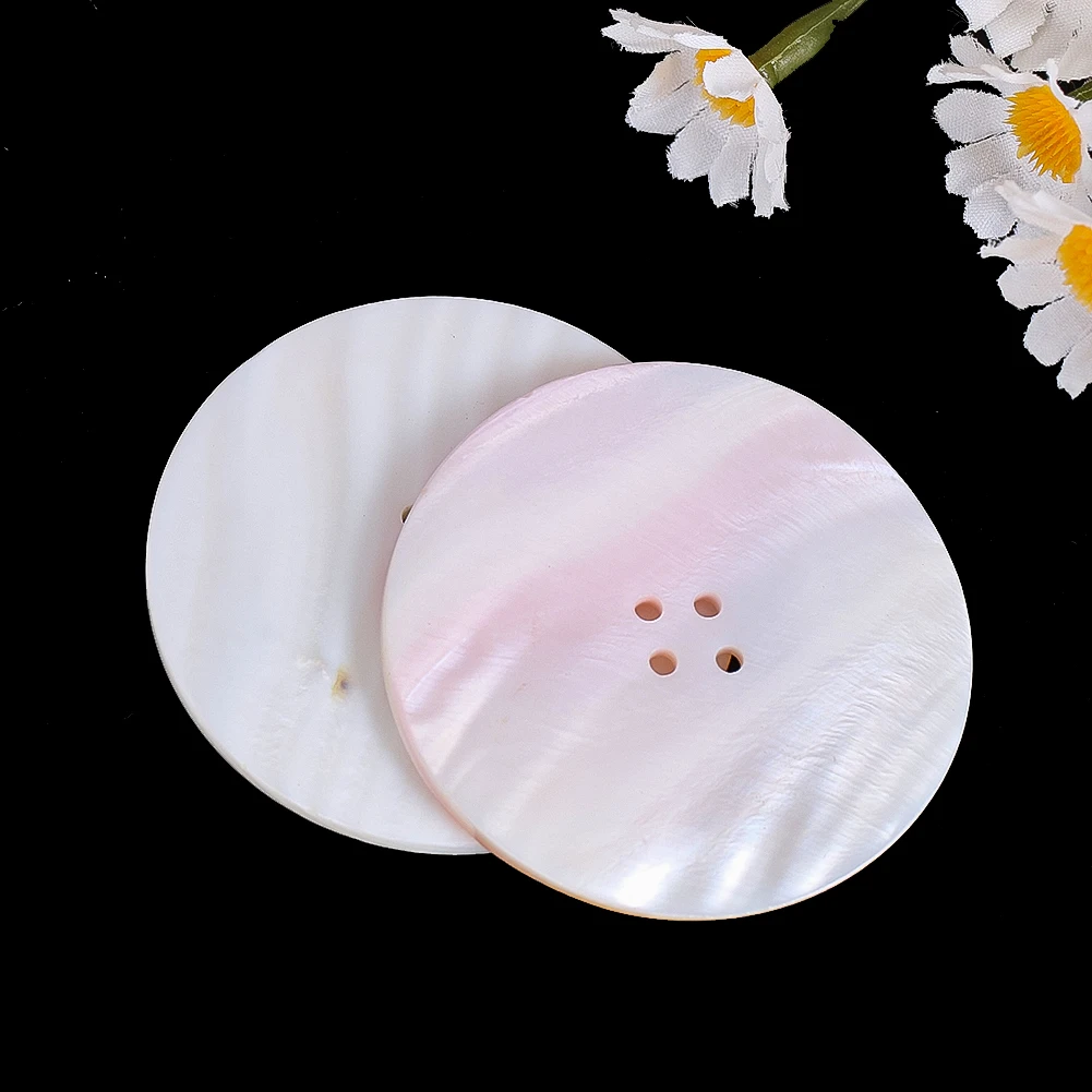 

50mm Natural Pearl Shell Circular Button Four-hole Design DIY Overcoat Woollen Jumper Shirt Decoration Cufflinks Sewing Supplies