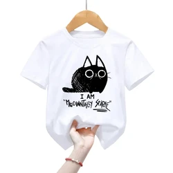 Meow Meow Stable Kids Cotton T-shirt Animal Black Cat Girl Boy T-shirt Cute Pet Cat Classic Kids T-shirt Cat Kids clothing