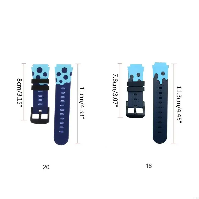 Banda deportiva doble color 19QA para niños Relojes Teléfono Correa ajustable Muñeca pulsera 16 mm/20 mm ancho para