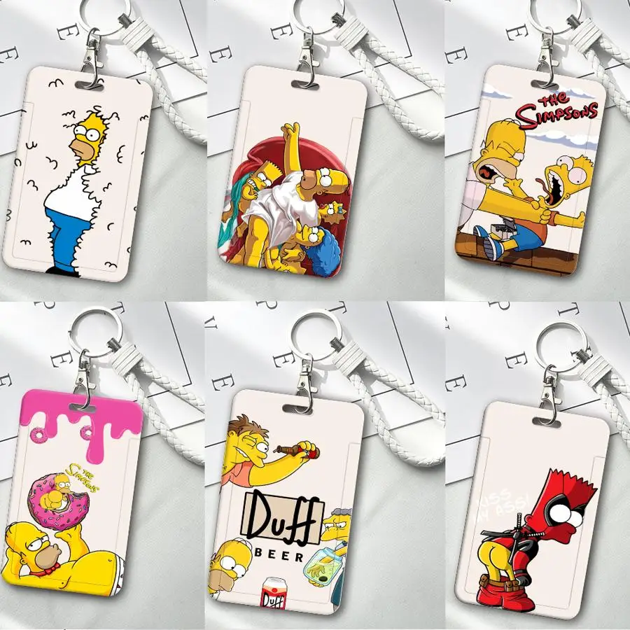 Cover Case 1Pc Card Holder Retractable Credit Card Holders Holders Child Bus with lanyard Badge Bank ID The S-simpsons
