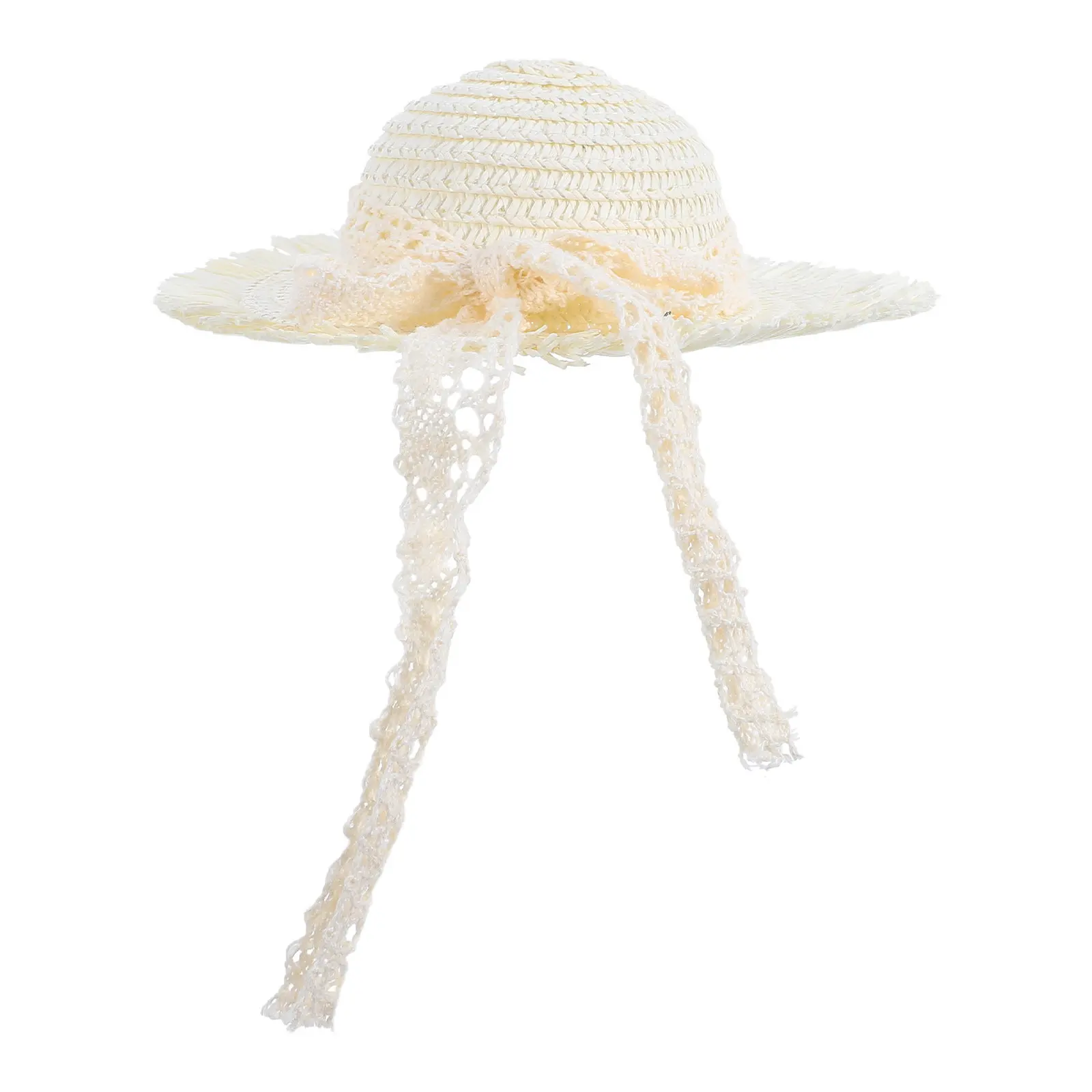 Children Scarecrow Straw Hat Patchwork Handmade Woven Straw Adjustable Lace Strap Halloween Costume Hat for Kids Toddler