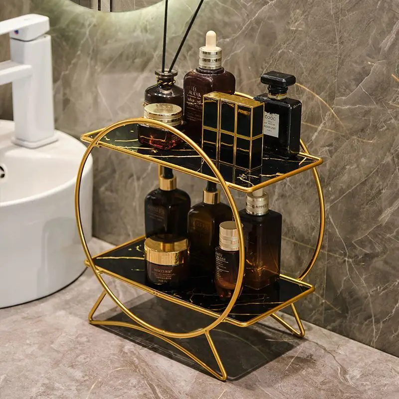 2-poziomowy organizer łazienkowy Blat Organizer do makijażu Przechowywanie kosmetyków Stojak ekspozycyjny Taca na przybory toaletowe Komoda Uchwyt na perfumy Złoty