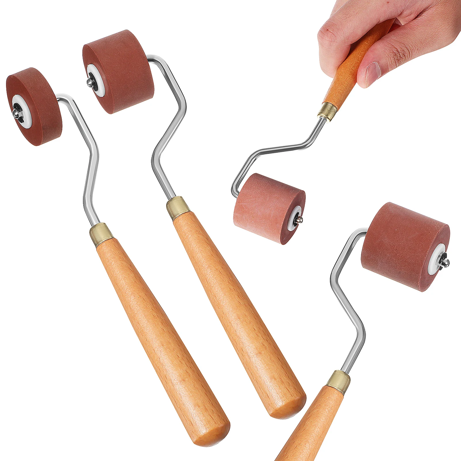 

3pcs Rubber Roller Set 1cm 2cm 3cm Widths Sturdy Stainless Steel Craft Tools Oil Painting Wall Printmaking Supplies