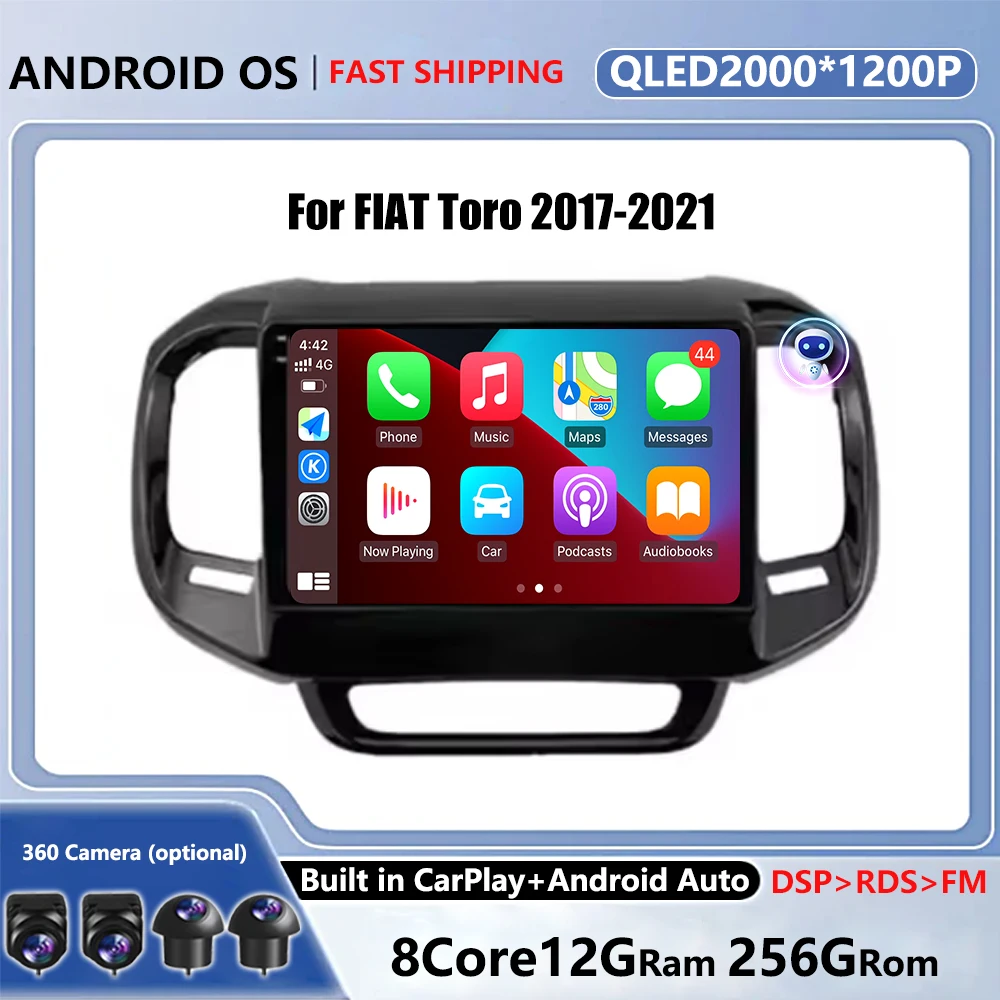 

Android 14 For FIAT Toro 2017-2021 Car Multimedia Player Head Unit Stereo GPS Navigation BT WIFI DVD 2 din 4G