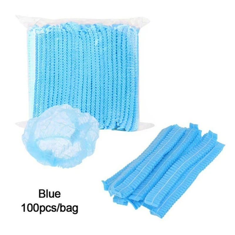 100PCS Einweg Kappen Kompresse Elastische Mesh Atmungsaktive Vlies Hut Für Kochen Lebensmittel Service Küche Hause Salon Spa Haar hüte