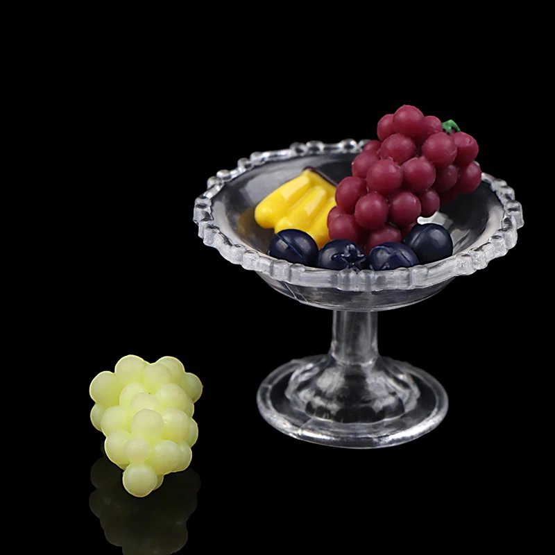 1Set 1:12 Dollhouse Miniature Dessert Pan Cake Stand Fruit Tray W/Fruit Decor Toy Mini Afternoon Dessert Food Kitchen Toy