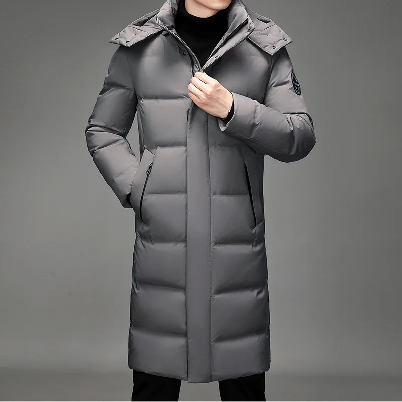 2023 New Men Down Jacket Winter Men Fur Collar Coat Loose Leisure Long Parkas Thicken Warm Outwear Hooded Middle Age Overcoat