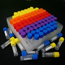 Tubo de congelación de plástico de 100 ml, caja de almacenamiento de tubo de congelación de plástico de 1,8 orificios, 100 unidades