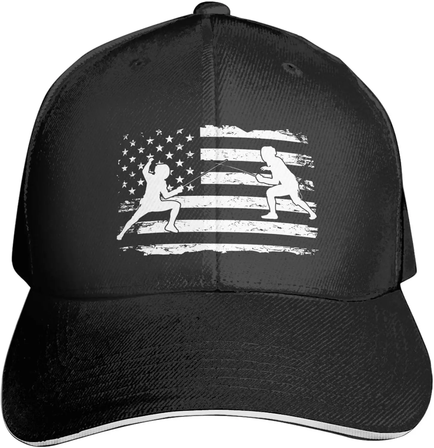 Fencing American Flag Premium Adjustable Baseball Cap for Men and Women - Outdoor Sports, Sun Protection Black