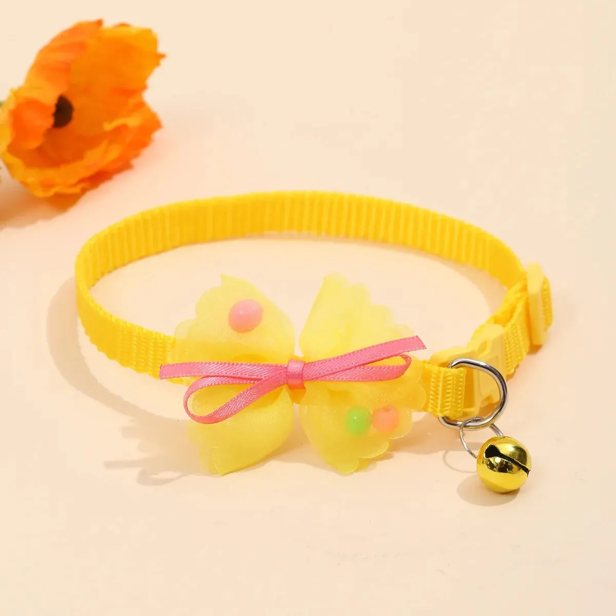 1 PC Adorable Pet Collar with Bow, Bell, and Ribbon - Ideal for Dogs and Cats!