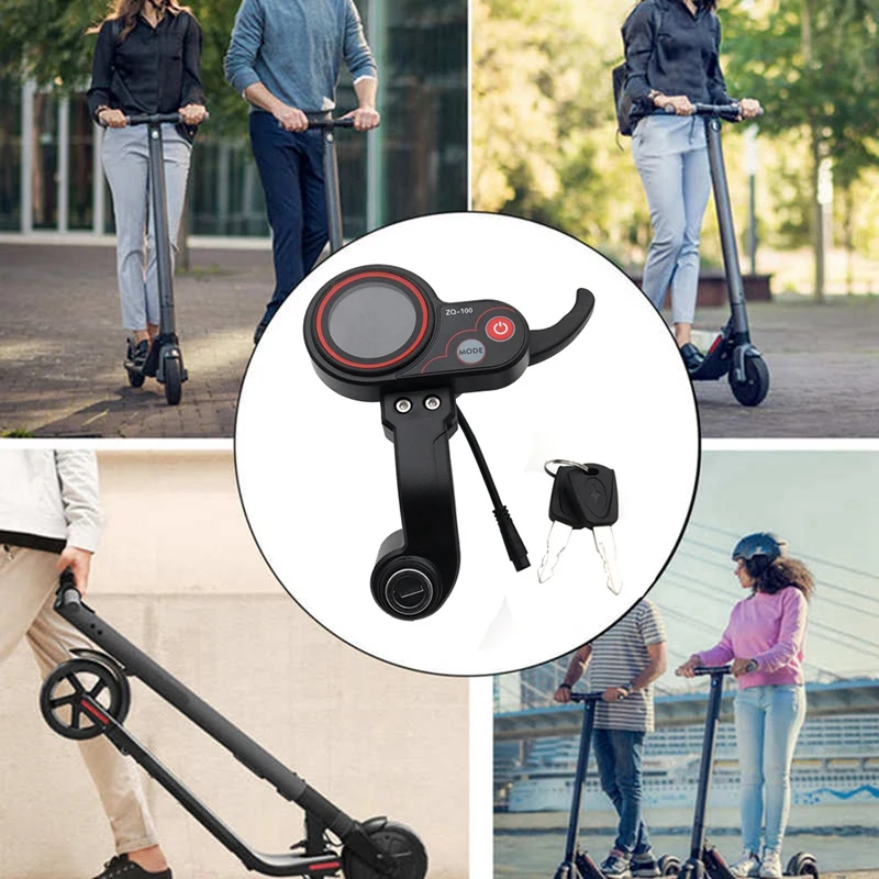 ZQ-100 Mileage Meter With Key Speed Adjustable Electric Scooter Meter 6 Pin Display For Electric Scooter Dashboard