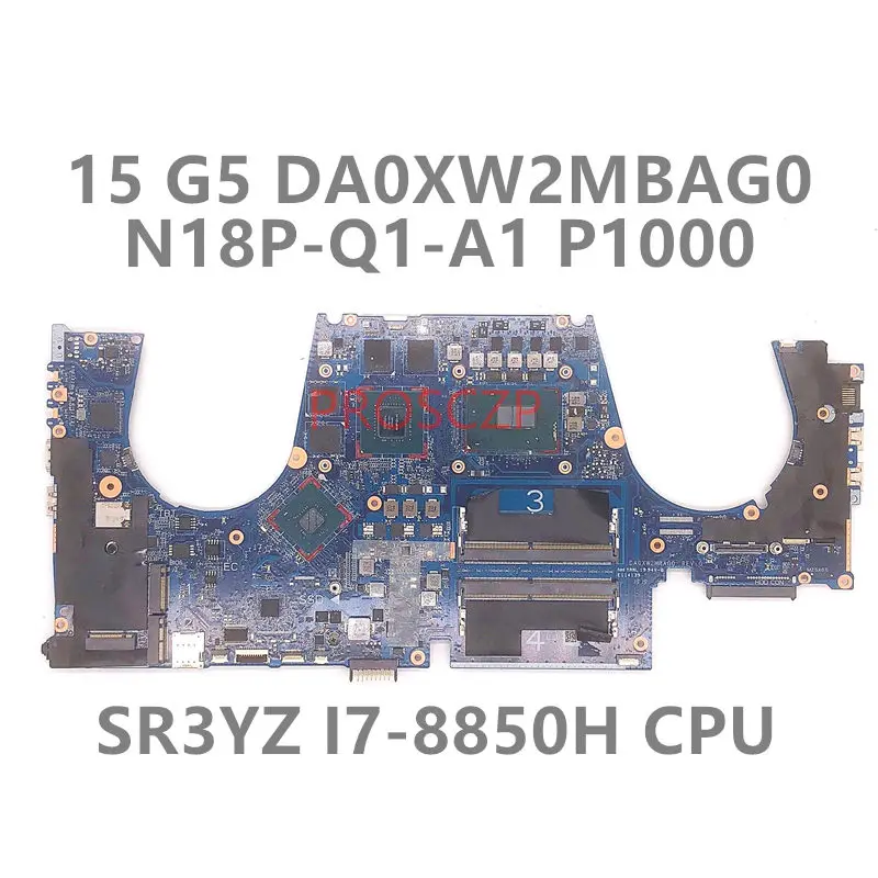 

High Quality Mainboard For HP ZBOOK 15 G5 Laptop Motherboard DA0XW2MBAG0 W/ SR3YZ I7-8850H CPU N18P-Q1-A1 P1000 100% Tested OK