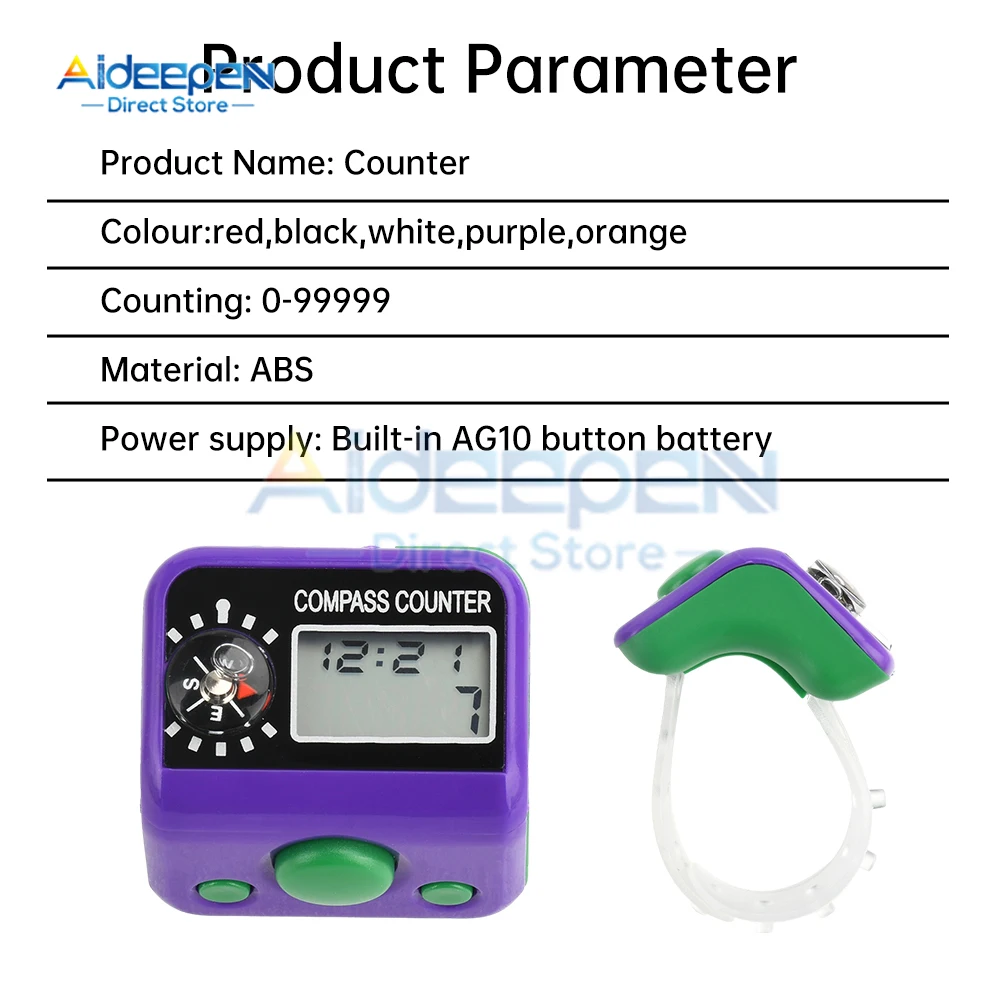 Penghitung Baris Digital LED 5 Warna, Penghitung Penghitung Tampilan 5 Digit, Penghitung Klik Nomor Genggam, Penghitung Penghitungan Jari