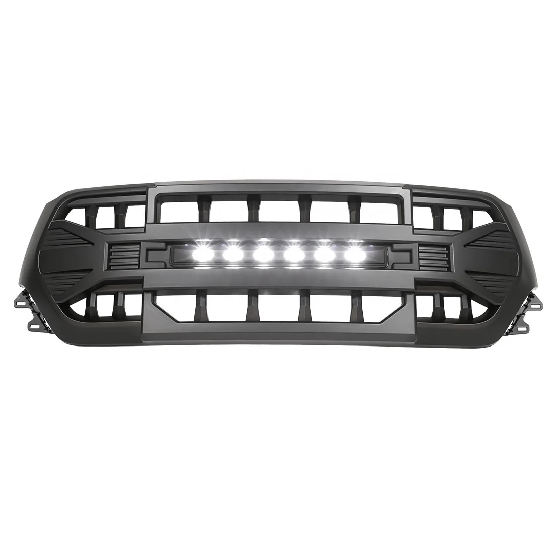 Custom Car Grill Front Armor Grille With LED Off-Road Lights For 2019-2023 Dodge RAM 1500 Matte Black