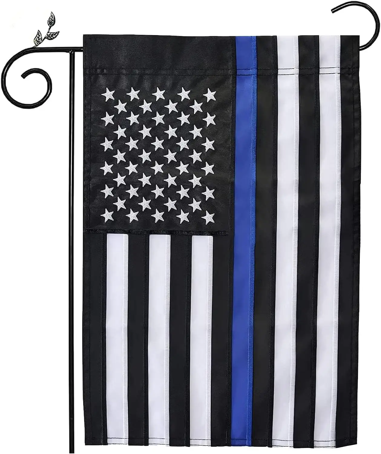 ROTERDON Thin Blue Line Garden Flag 12.5 x 18 Inches, Outdoor Embroidered Stars Yard Flags, 210D Nylon Double Sided Back