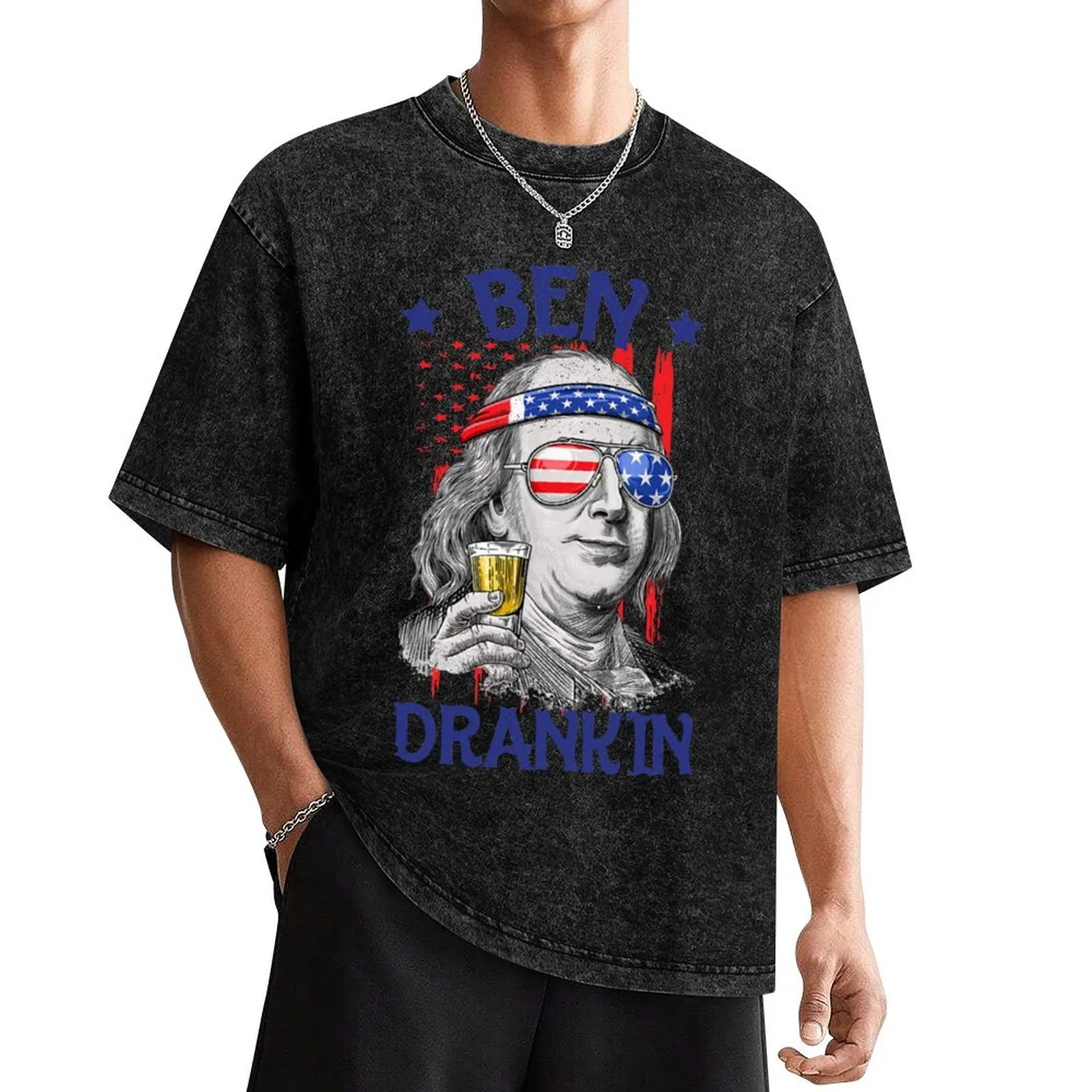 

Ben Drankin USA Flag 4th Of July Patriot T-Shirt customs hippie clothes new edition t shirt men 100℅ cotton