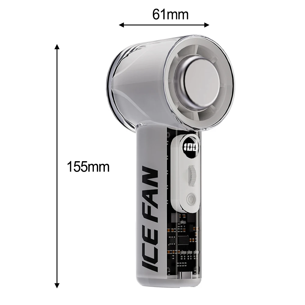Portable USB Fan with Ice Compress Cooling and 100 Adjustable Speeds Equipped with LED Display for Precise Wind Speed Control