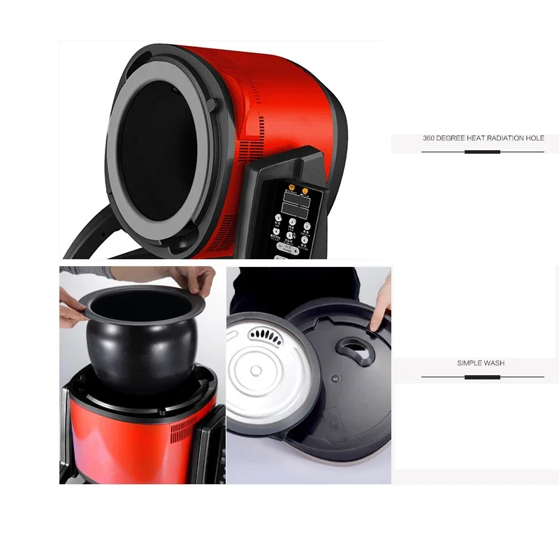 6L Cooker Intelligent Electric Automatic Cooking Machine Cooking Pot Electromagnetic Wok 220V 2200W 1pc