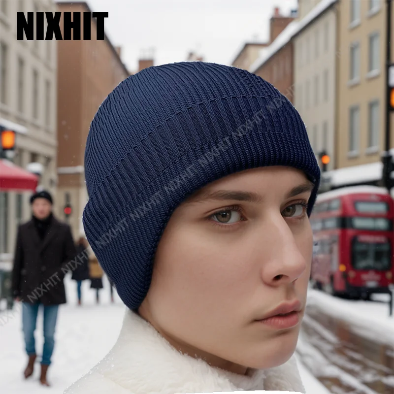 

Модная мужская шапка NIXHIT, вязаные шапки для мужчин, шапка, зимняя уличная шапка для верховой езды, защита ушей, теплый козырек, мужская шапка, Шапка-бини, женская шапка