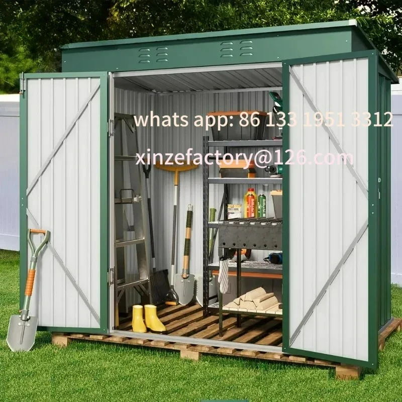 

Customizable Outdoor Storage Shed All Weather 6FTx4FT Metal Garden Shed with Lockable Double Doors, Sheds & Storage