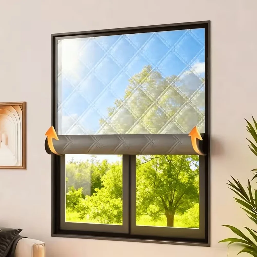 Windproof Thermal Curtains Designed for For roller Blinds 90x150cm Silver For Living Room Window Insulation with Diamond Finish