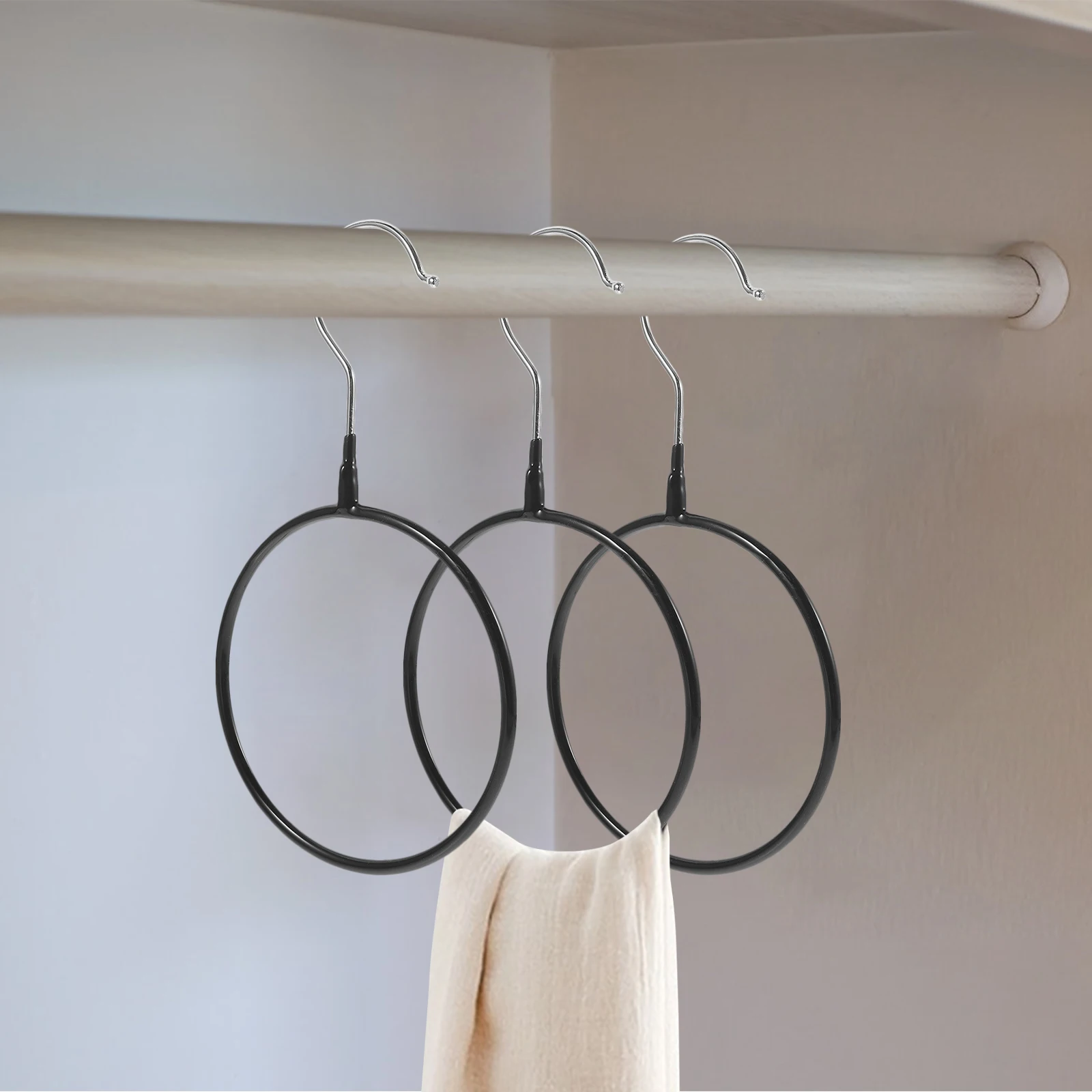 

10pcs Non-slip Stainless Steel Coated Hangers Large Size for Closet Scarf Tie Belt Organizer Storage Home Decor