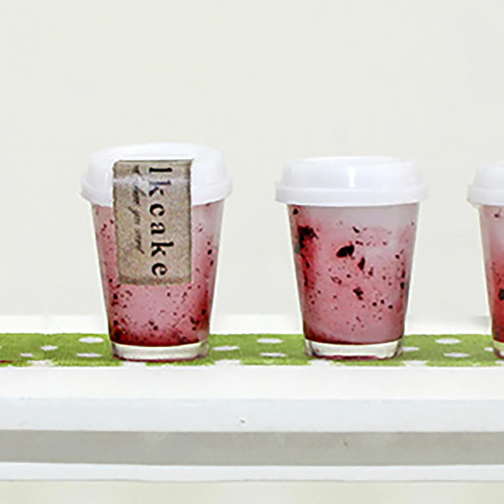 1Pcs 1/12 Dollhouse Miniature Accessories Mini Resin Milk Cake Drink Cup Model Drinks Toy for Doll House Decoration ob11